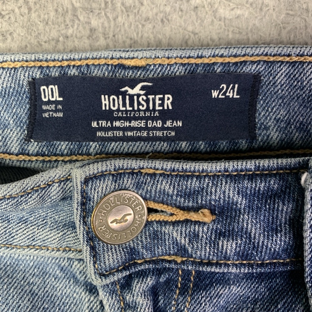 Hollister Ultra High Rise Dad Jean Women's size 27x32 Blue Denim - Picture 2 of 14
